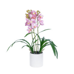 Alternative view of GloboStar® Artificial Garden PALE PINK CHERRY CYMBIDIUM 21403 Διακοσμητικό Φυτό Ροζ Κυμβίδιο Υ60cm