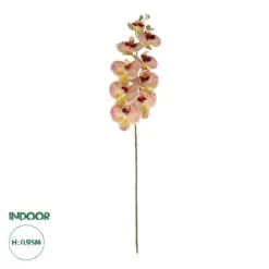 GloboStar® Artificial Garden PING SALMON ORCHID BRANCH 21405 Τεχνητό Διακοσμητικό Κλαδί Ροζ Ορχιδέα Y95cm