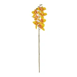 Alternative view of GloboStar® Artificial Garden YELLOW RED ORCHID BRANCH 21410 Τεχνητό Διακοσμητικό Κλαδί Κίτρινη Ορχιδέα Y70cm