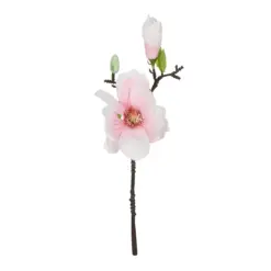 Alternative view of GloboStar® Artificial Garden WHITE PINK MAGNOLIA BRANCH 21417 Τεχνητό Διακοσμητικό Κλαδί Λευκή Ροζ Μανόλια Y36cm