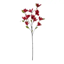 Alternative view of GloboStar® Artificial Garden RED MAGNOLIA BRANCH 21422 Τεχνητό Διακοσμητικό Κλαδί Κόκκινη Μανόλια Y86cm