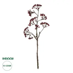GloboStar® Artificial Garden RED HOLLY BERRIES FRUIT BRANCH 21427 Τεχνητό Διακοσμητικό Κλαδί Κόκκινο Γκί Y86cm