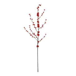 Alternative view of GloboStar® Artificial Garden RED HOLLY BERRIES FRUIT BRANCH 21429 Τεχνητό Διακοσμητικό Κλαδί Κόκκινο Γκί Y108cm