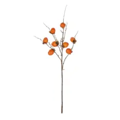 Alternative view of GloboStar® Artificial Garden PERSIMMON FRUIT 21439 Τεχνητό Διακοσμητικό Κλαδί Πορτοκαλί & Καφέ Λωτός Μ35 x Π7 x Υ90cm