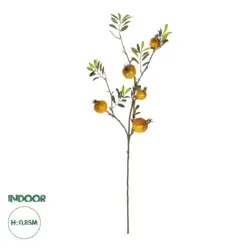 GloboStar® Artificial Garden YELLOW POMEGRANATE  FRUIT BRANCH 21445 Τεχνητό Διακοσμητικό Κίτρινη Κλαδί Ροδιά Y85cm