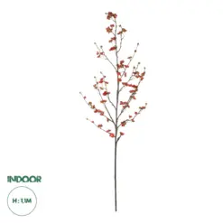 GloboStar® Artificial Garden RED CHERRY BLOSSOM BRANCH 21455 Τεχνητό Διακοσμητικό Κλαδί Κόκκινης Κερασίας Y110cm