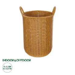 GloboStar® Artificial Garden TORINO 21493 Διακοσμητικό Πλεκτό Καλάθι - Κασπώ Γλάστρα - Flower Pot Μπεζ Φ31cm x Υ47cm