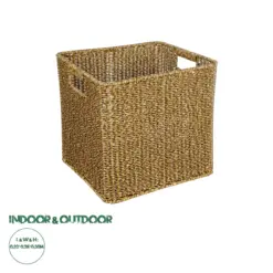 GloboStar® Artificial Garden SIENA 21497 Διακοσμητικό Πλεκτό Καλάθι - Κασπώ Γλάστρα - Flower Pot Μπεζ Μ32 x Π28 x Υ30cm