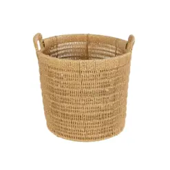 Alternative view of GloboStar® Artificial Garden BARBADOS 21499 Διακοσμητικό Πλεκτό Καλάθι - Κασπώ Γλάστρα - Flower Pot Μπεζ Μ28 x Π28 x Υ26cm