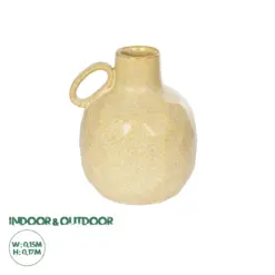 GloboStar® Artificial Garden SCHEELITE 21507 Διακοσμητικό Κεραμικό Βάζo Μπέζ Φ15 x Υ17 cm