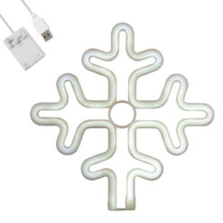 Alternative view of GloboStar® 78581 Φωτιστικό Ταμπέλα Φωτεινή Επιγραφή NEON LED Σήμανσης SNOWFLAKE 5W με Καλώδιο Τροφοδοσίας USB - Μπαταρίας 3xAAA (Δεν Περιλαμβάνονται) - Ψυχρό Λευκό 6000K