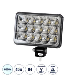 Alternative view of GloboStar® 85420 Vehicle & Forklift Work Lights - Φώτα Εργασίας για Οχήματα Περονοφόρα - Κλάρκ H4 H/L LED 45W DC 9-80V Αδιάβροχο IP67 Ψυχρό Λευκό 6000K Μ20.5 x Π13.5 x Υ6.5cm