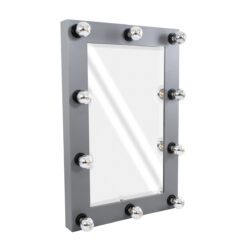 Alternative view of GloboStar® MAKEUP MIRROR-60x90-6 Μοντέρνος Καθρέπτης Μακιγιάζ με Πλαίσιο Φυσικού Ξύλου με Διακόπτη On/Off 10 x E27 AC220-240V - Μ60 x Π7 x Υ90cm - Γκρι Ανθρακί