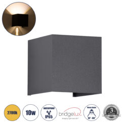Alternative view of GLOBOSTAR® AXIS-S 60561 Μοντέρνο Φωτιστικό Τοίχου - Απλίκα LED 10W 1150lm 5°/60° AC 220-240V Αδιάβροχο IP65 Θερμό Λευκό 2700K - Bridgelux COB Chip & TÜV SÜD Driver - Γκρι Ανθρακί Ματ - Μ10 x Π10 x Υ10cm - 5 Χρόνια Εγγύηση