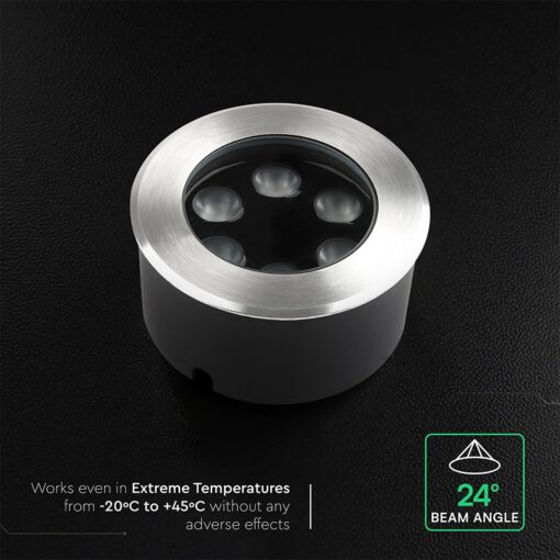 6W LED Χωνευτό Φωτιστικό Δαπέδου 4000K Ασημί IP67 V-TAC 24220VT