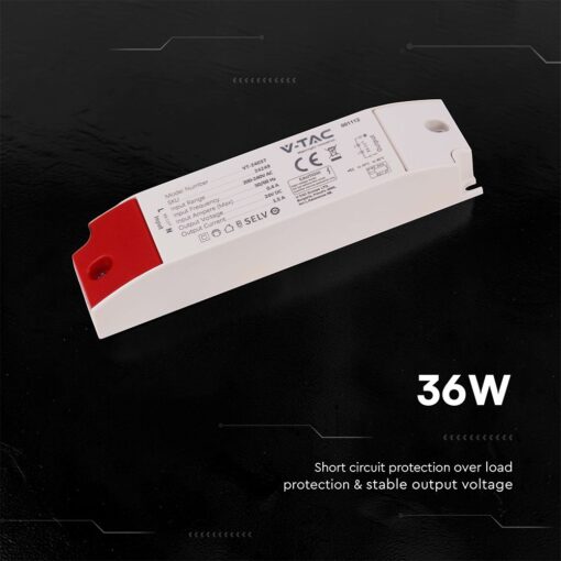 V‑TAC 24249VT Τροφοδοτικό LED Πλαστικό 36W 24V 1.5A Λευκό IP44 160×41×30