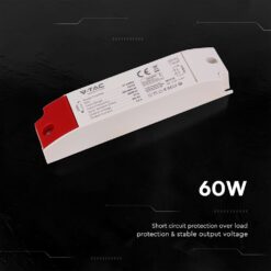 V‑TAC 24250VT Τροφοδοτικό LED Πλαστικό 60W 24V 2.5A Λευκό IP44 220×41×30
