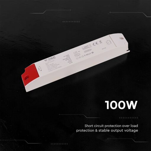 V‑TAC 24270VT Τροφοδοτικό LED Πλαστικό 100W 12V 8.3A Λευκό IP44 300×41×30