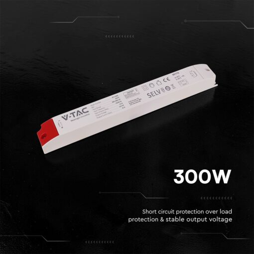V‑TAC 24272VT Τροφοδοτικό LED Πλαστικό 300W 12V 25A Λευκό IP44 353×57×35