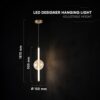 V-TAC 24284VT Κρεμαστό LED Φωτιστικό 8W 1100 lm 3000K Μελί+Λευκό – 150×1870 mm