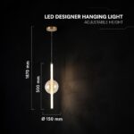 V-TAC 24284VT Κρεμαστό LED Φωτιστικό 8W 1100 lm 3000K Μελί+Λευκό – 150×1870 mm
