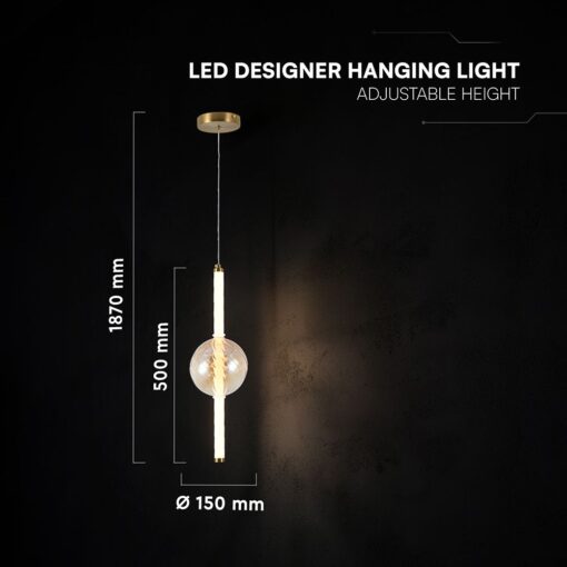 V-TAC 24284VT Κρεμαστό LED Φωτιστικό 8W 1100 lm 3000K Μελί+Λευκό – 150×1870 mm
