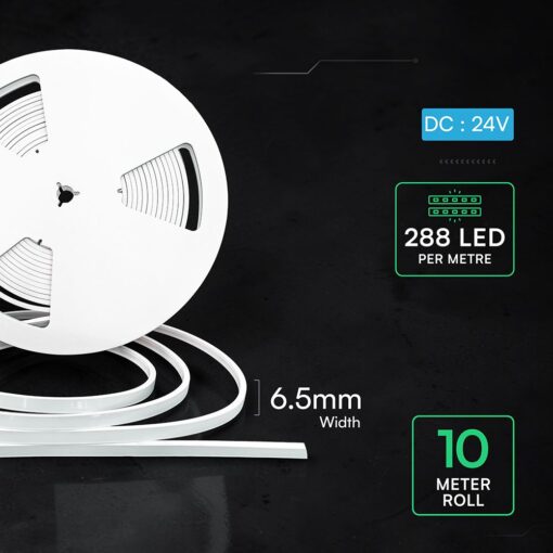V‑TAC 24330VT LED Neon Ταινία 9W 755lm 4000K IP65 24V – (10m Ρολό)
