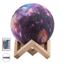 Alternative view of GloboStar® MOON 79616 Επιτραπέζιο Φωτιστικό Πορτατίφ LED 4W 200lm 360° DC 5V IP20 RGBW Dimmable Πολύχρωμο Πλαστικό με Μπεζ Ξύλο - Μ15 x Π15 x Υ19cm - 2 Xρόνια Εγγύηση