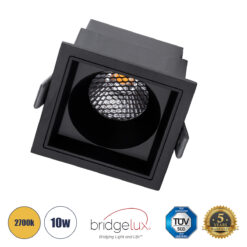 Alternative view of GLOBOSTAR® PLUTO-M 60275 Χωνευτό Downlight Σποτ με Honeycomb Anti Glare Reflector LED 10W 1250lm 38° AC 220-240V IP20 Θερμό Λευκό 2700K - Bridgelux COB Chip & TÜV SÜD Driver - Μαύρο Ματ - Μ8.4 x Π8.4 x Υ5.9cm / Q7.5 x 7.5cm - 5 Χρόνια Εγγύηση