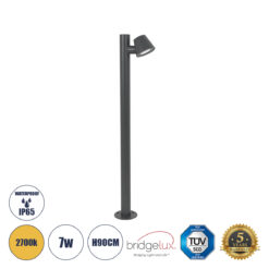 Alternative view of GloboStar® GARDENIA 60507 Φωτιστικό Κήπου - Κολωνάκι Αρχιτεκτονικού Φωτισμού Εξωτερικού Χώρου LED 7W 700lm 60° AC220-240V Αδιάβροχο IP65 - Σώμα Αλουμινίου & Tempered Glass - Μ12 x Π18 x Υ90cm - Θερμό Λευκό 2700K - Γκρι Ανθρακί - Bridgelux Chip - 5 Years Warranty