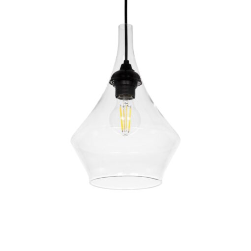 GLOBOSTAR® BALU 206-0042 Μοντέρνο Κρεμαστό Φωτιστικό Οροφής με Ντουί 1 x E27 AC 220-240V IP20 – Διάφανο – Μ20 x Π20 x Υ31cm