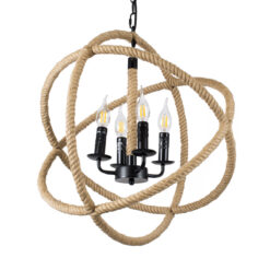 Alternative view of GLOBOSTAR® VITRUVIAN 01141 Boho Κρεμαστό Φωτιστικό Οροφής με Ντουί 4 x E14 AC 220-240V IP20 - Μαύρο & Μπεζ - Μ53 x Π53 x Υ53cm