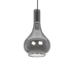 GLOBOSTAR® ΤΟΝΕ 206-0034 Μοντέρνο Κρεμαστό Φωτιστικό Οροφής με Ντουί 1 x E27 AC 220-240V IP20 – Μαύρο Φιμέ – Μ20 x Π20 x Υ36cm
