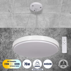 Alternative view of GLOBOSTAR® CASPER 61018 Μοντέρνο Κρεμαστό Φωτιστικό Οροφής LED 76W 8372lm 120° AC 220-240V IP20 Ρυθμιζόμενο Λευκό CCT με Χειριστήριο από 2700K έως 6000K Dimmable - Lumileds SMD Chip - Λευκό Ματ - Μ45 x Π45 x Υ5.5cm - 3 Χρόνια Εγγύηση