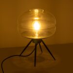 GLOBOSTAR® JAVAN 999-0036 Μοντέρνο Επιτραπέζιο Φωτιστικό Πορτατίφ με Ντουί 1 x E27 AC 220-240V IP20 – Διάφανο & Μαύρο – Μ30 x Π30 x Υ40cm