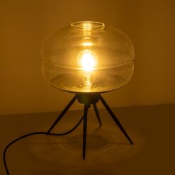 GLOBOSTAR® JAVAN 999-0036 Μοντέρνο Επιτραπέζιο Φωτιστικό Πορτατίφ με Ντουί 1 x E27 AC 220-240V IP20 – Διάφανο & Μαύρο – Μ30 x Π30 x Υ40cm