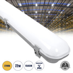Alternative view of GloboStar® 60178 LED Γραμμικό Βιομηχανικό Φωτιστικό Tri-Proof 150cm 72W 8162lm 120° AC 220-240V Αδιάβροχο IP65 Μ150 x Π10,5 x Υ8cm Θερμό Λευκό 2700K - 3 Χρόνια Εγγύηση