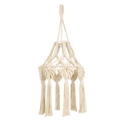 GloboStar® 36201 MOROCCO Boho Καπέλο Φωτιστικού- Μακραμέ Πλεκτό Χειροποίητο Μπεζ Βαμβακερό Νήμα - Μ30 x Π30 x Υ70cm