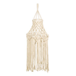 GloboStar® 36209 SOMALIA Boho Καπέλο Φωτιστικού Μακραμέ Πλεκτό Χειροποίητο Μπεζ Βαμβακερό Νήμα - Μ30 x Π30 x Υ90cm
