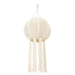 GloboStar® 36214 EGYPT Boho Καπέλο Φωτιστικού- Μακραμέ Πλεκτό Χειροποίητο Μπεζ Βαμβακερό Νήμα - Μ30 x Π30 x Υ75cm