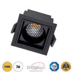 Alternative view of GLOBOSTAR® PLUTO-S 60269 Χωνευτό Downlight Σποτ με Honeycomb Anti Glare Reflector LED 7W 875lm 38° AC 220-240V IP20 Θερμό Λευκό 2700K - Bridgelux COB Chip & TÜV SÜD Driver - Μαύρο Ματ - Μ6.4 x Π6.4 x Υ4.9cm / Q5.5 x 5.5cm - 5 Χρόνια Εγγύηση
