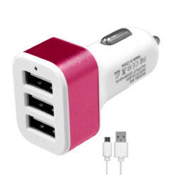 Alternative view of Globostar® 79504 Ροζ Φορτιστής Αυτοκινήτου DC 12-24V με 3 Εξόδους USB DC 5V Max 3.1A 20W και Καλώδιο USB σε Type-C
