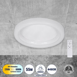 Alternative view of GLOBOSTAR® ARIANA 61035 Μοντέρνο Φωτιστικό Οροφής LED 55W 6376lm 120° AC 220-240V IP20 Ρυθμιζόμενο Λευκό CCT με Χειριστήριο από 2700K έως 6000K Dimmable - Lumileds SMD Chip - Λευκό Ματ - Μ48 x Π48 x Υ9cm - 3 Χρόνια Εγγύηση