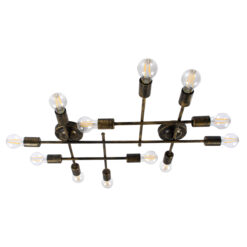 Alternative view of GLOBOSTAR® PIPING 00669-1 Vintage Φωτιστικό Οροφής με Ντουί 12 x E27 AC 220-240V IP20 - Μπρούτζινο - Μ78.5 x Π9.5 x Υ64cm