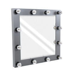Alternative view of GloboStar® MAKEUP MIRROR-80x80-6 Μοντέρνος Καθρέπτης Μακιγιάζ με Πλαίσιο Φυσικού Ξύλου με Διακόπτη On/Off 12 x E27 AC220-240V - Μ80 x Π7 x Υ80cm - Γκρι Ανθρακί