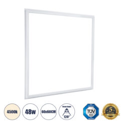Alternative view of GLOBOSTAR® FRAMELIN 60369 Χωνευτό Panel Οροφής 60x60 LED 48W 5520lm 120° CRI≥85Ra UGR<19 AC 220-240V IP20 Φυσικό Λευκό 4500K - Lumileds SMD Chip & TÜV SÜD Driver - Λευκό Γαλακτερό - Μ60 x Π60 x Υ1.5cm / Q56 x 56cm - 5 Χρόνια Εγγύηση