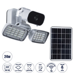 Alternative view of GloboStar® 86045 Αυτόνομος Ηλιακός Προβολέας LED SMD 24W 1200lm με IP Camera 1080P 2MP 4G SIM CARD WiFi 150° Ενσωματωμένη Μπαταρία 3200mAh Φωτοβολταϊκό Πάνελ Αισθητήρα Ημέρας-Νύχτας & Ρύθμιση Χρόνου Ανάμματος Αδιάβροχος IP66 Ψυχρό Λευκό 6000K - Ασημί