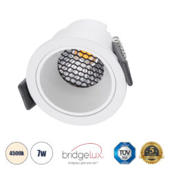 Alternative view of GLOBOSTAR® PLUTO-S 60248 Χωνευτό Downlight Σποτ με Honeycomb Anti Glare Reflector LED 7W 910lm 38° AC 220-240V IP20 Φυσικό Λευκό 4500K - Bridgelux COB Chip & TÜV SÜD Driver - Λευκό Ματ - Μ6.4 x Π6.4 x Υ4.9cm / Q5.5cm - 5 Χρόνια Εγγύηση