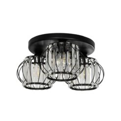 Alternative view of GLOBOSTAR® ILLUME 201-0100 Vintage Φωτιστικό Οροφής με Ντουί 3 x E27 AC 220-240V IP20 - Μαύρο & Διάφανο - Μ50 x Π50 x Υ19cm