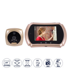 Alternative view of GloboStar® 86066 Επαναφορτιζόμενη Ψηφιακή Έξυπνη Camera Εξώπορτας 90° Μοιρών με Έγχρωμη Οθόνη 3.5" Inches - USB - Νυχτερινή Όραση με LED IR - Κουδούνι - Χρυσό